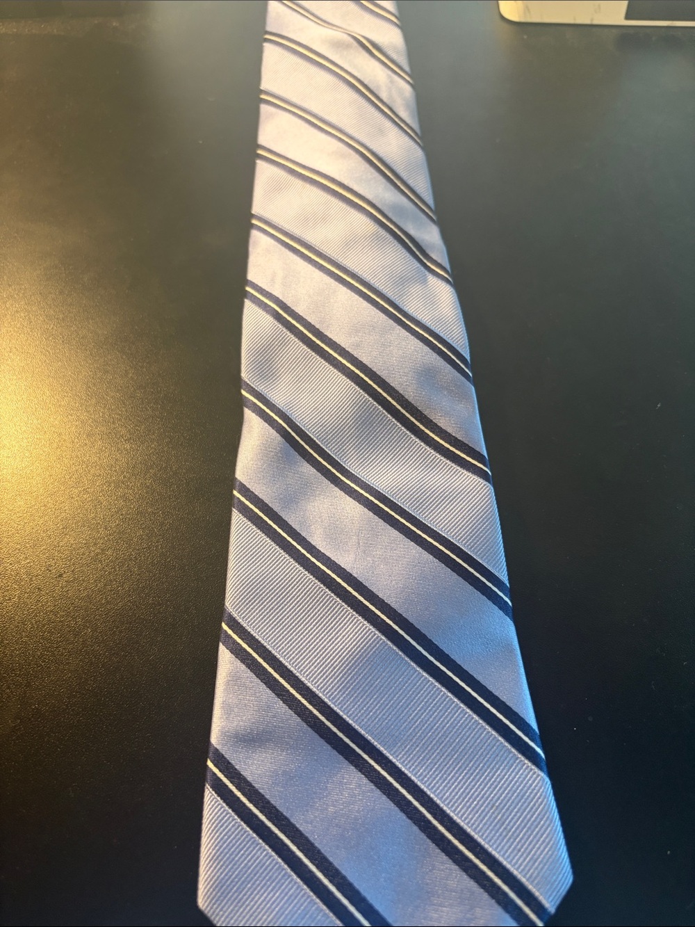 Tommy Hilfiger Light Blue and Navy Striped Men’s Tie